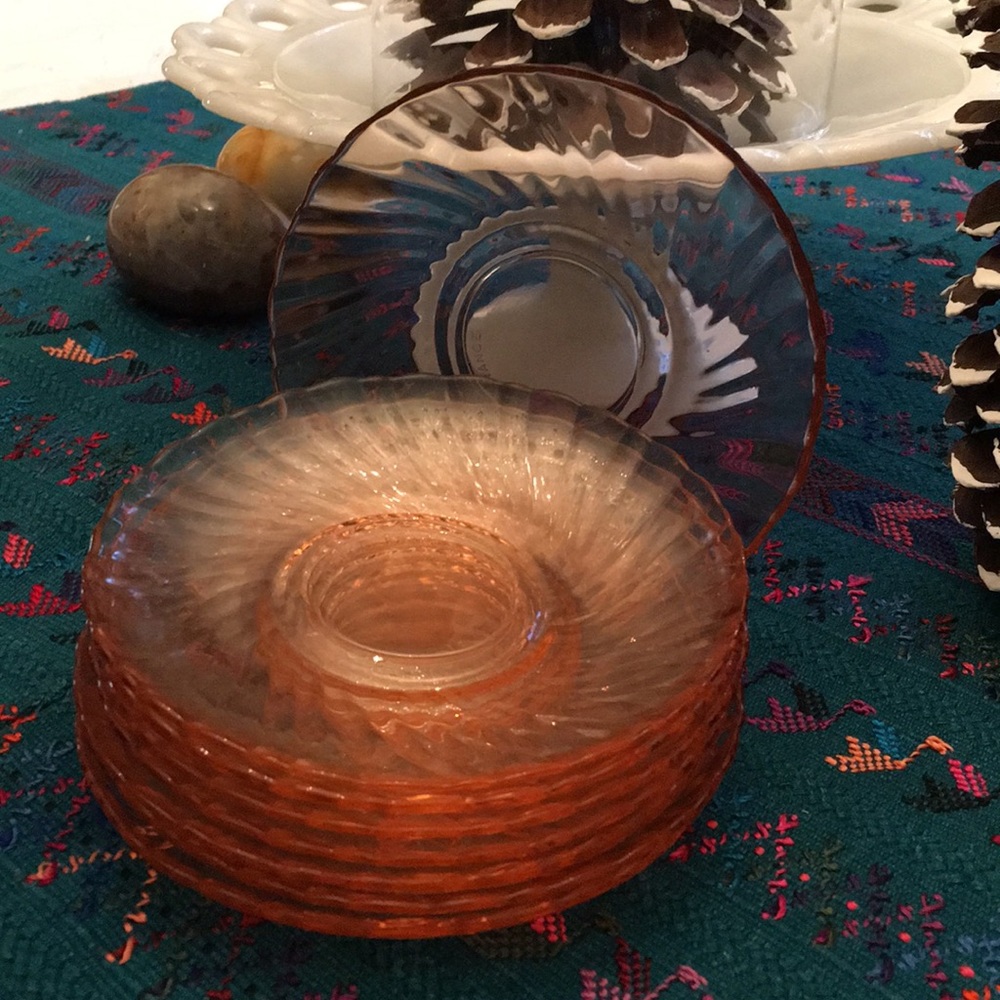 Gorgeous pinkish/amber antique  desert saucers